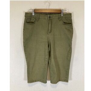 Utility Chic Tailormade Women 14P Olive Green Stretch Cotton Capri Shorts TPC004